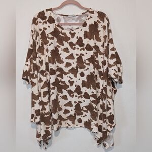 Jodifl Chic Cow Print Oversized Blouse Size M